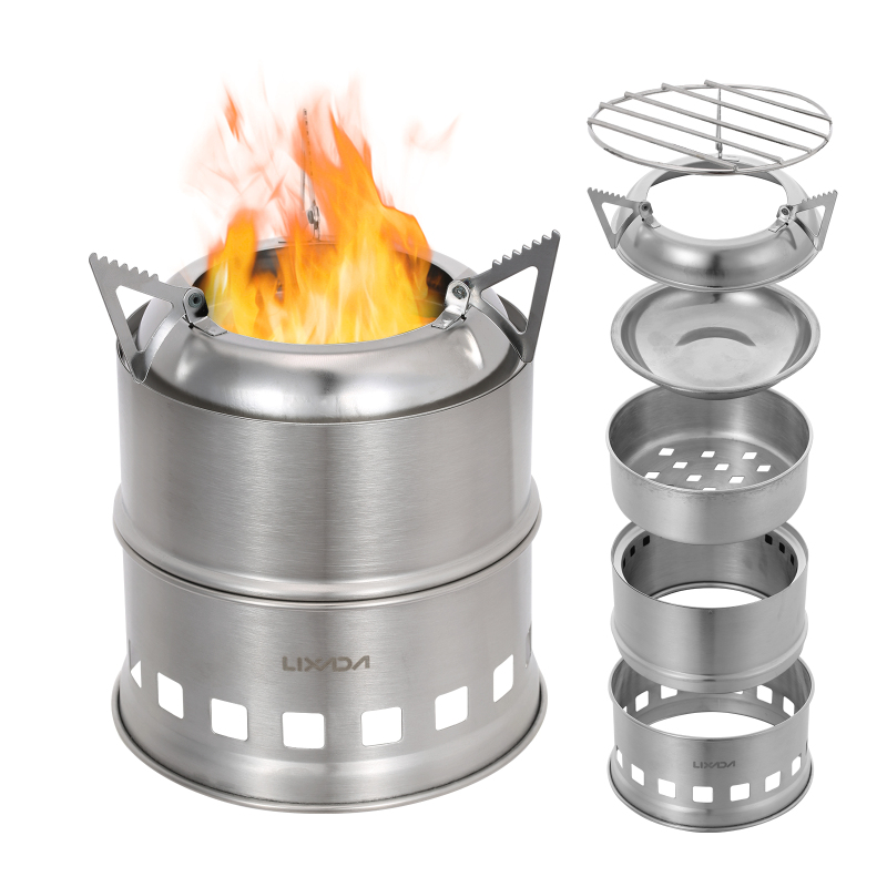 Camping Cooking Windshield - Lixada-fogão a lenha de aço inoxidável,