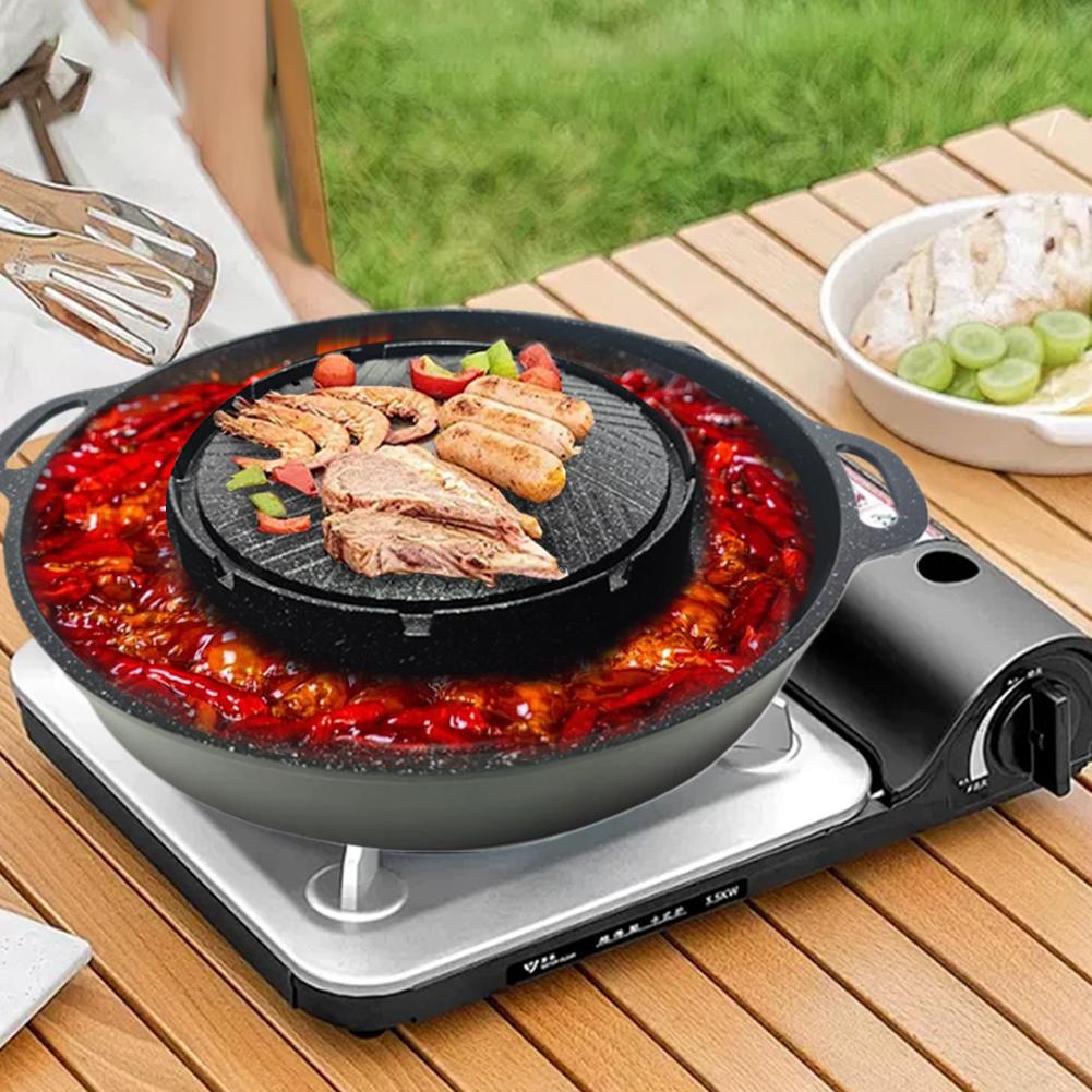 Camping Cooking Cupboard - Panela de grelha cassete coreana, antiaderente,