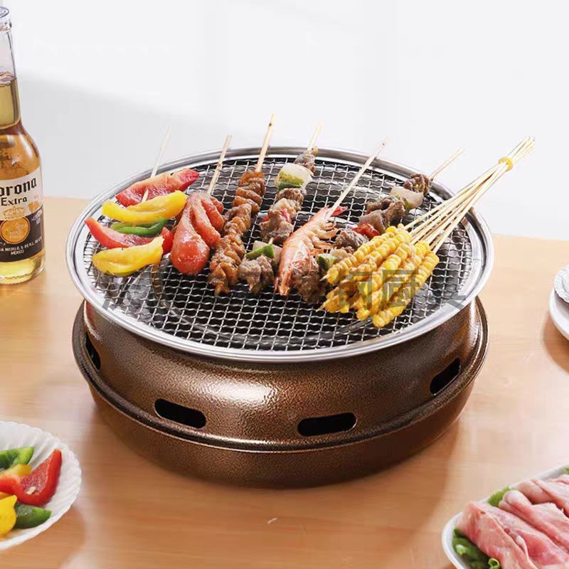 Camping Cooking Set Compact - Grelhador de churrasco redondo estilo coreano-grelhador