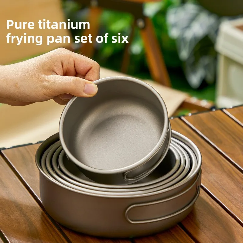 Camping Lightweight Cooking Pot - Conjunto de panela de titânio ao