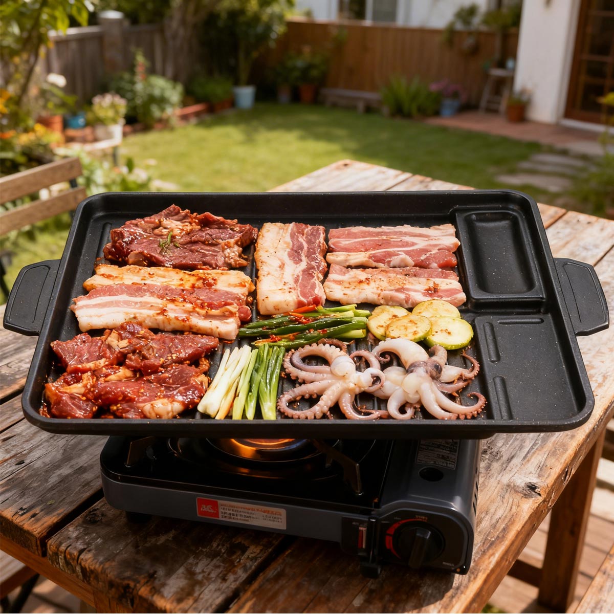 Camping Cooking Cupboard - Chapa de Grelhar Coreana para Carne