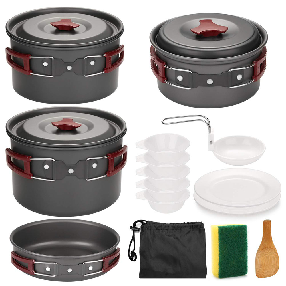 Camping Lightweight Cooking Pot - Kit de panelas para acampamento ao
