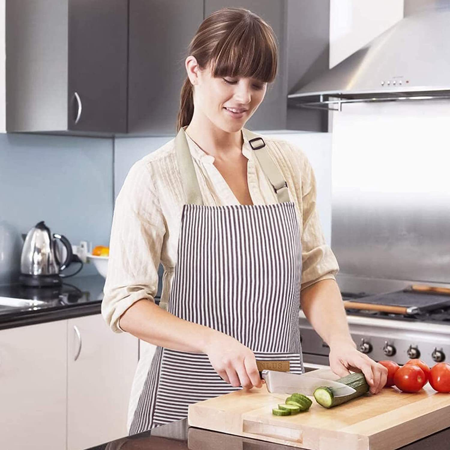 Avental de cozinha listrado pr - Camping Cooking Apron avaliação e preço
