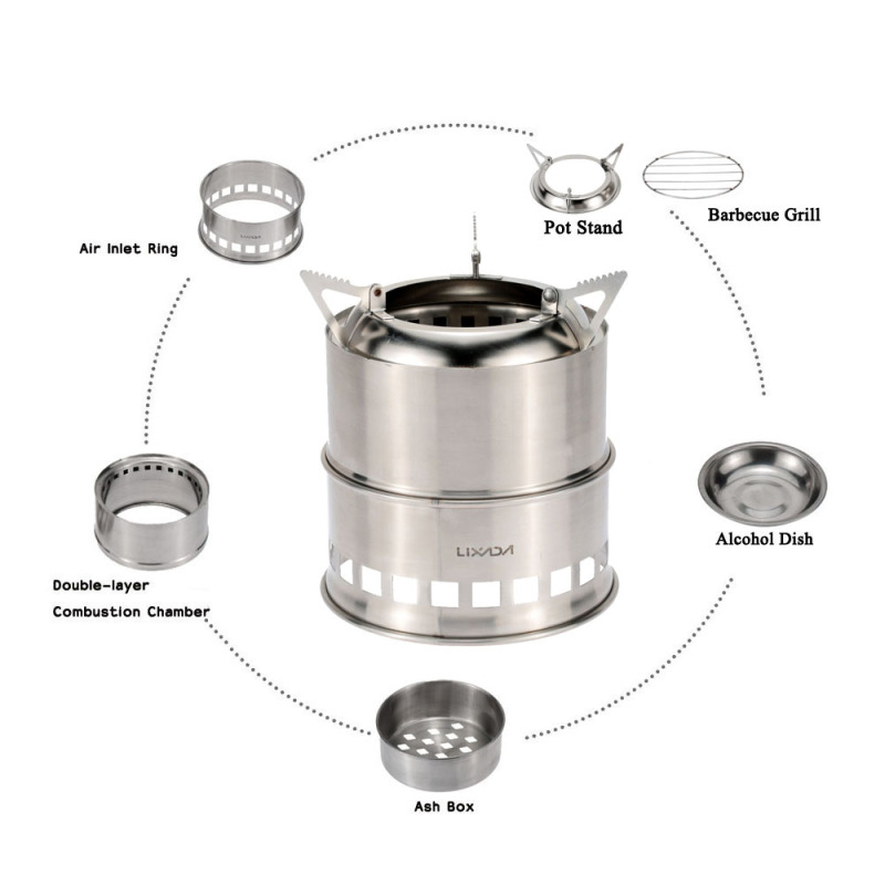 Lixada-fogão a lenha de aço in - Camping Cooking Windshield avaliação e preço