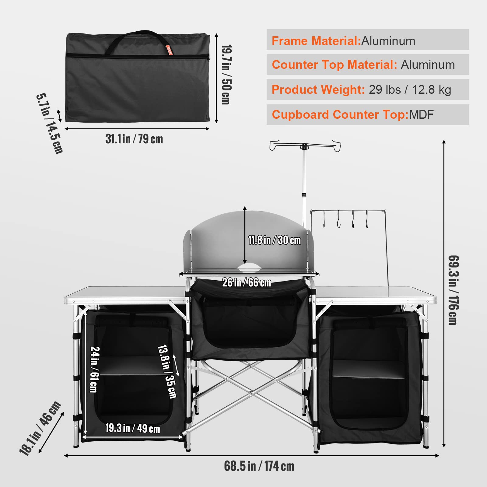 Mesa de Cozinha Dobrável para  - Camping Cooking Cupboard avaliação e preço